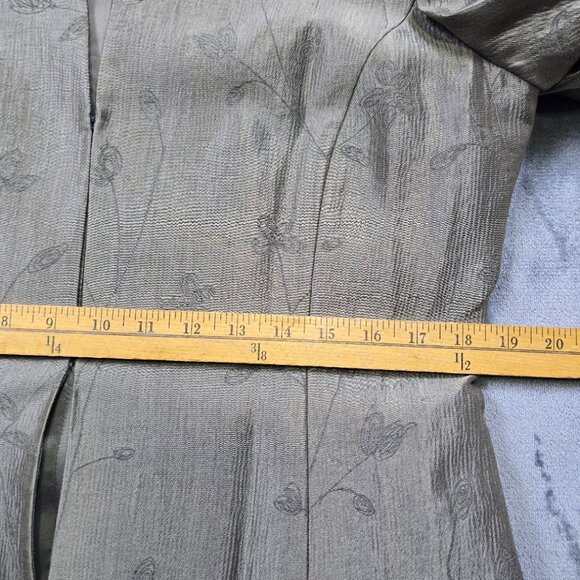 Albert Nipon Skirt Suit Set Womens 12 Sage Green Floral Blazer Textured Career - Picture 7 of 16